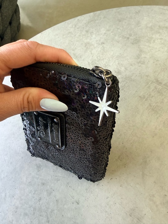 Loungefly Black Sequin Bow Zip Wallet - Picture 4 of 4